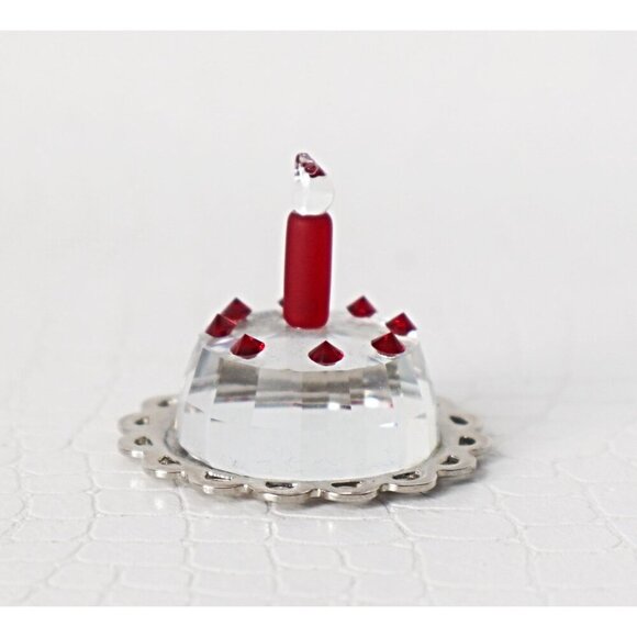 Vintage Swarovski Miniature Birthday Cake Red Candle Figurine - Picture 5 of 5